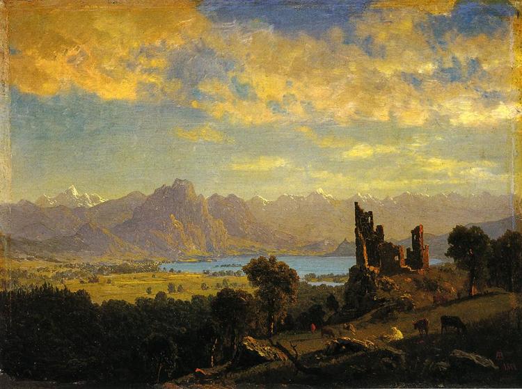 Albert Bierstadt Painting Scene in the Tyrol